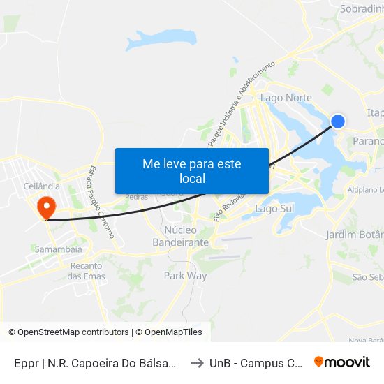Eppr | N.R. Capoeira Do Bálsamo, Ch. 235 to UnB - Campus Ceilândia map