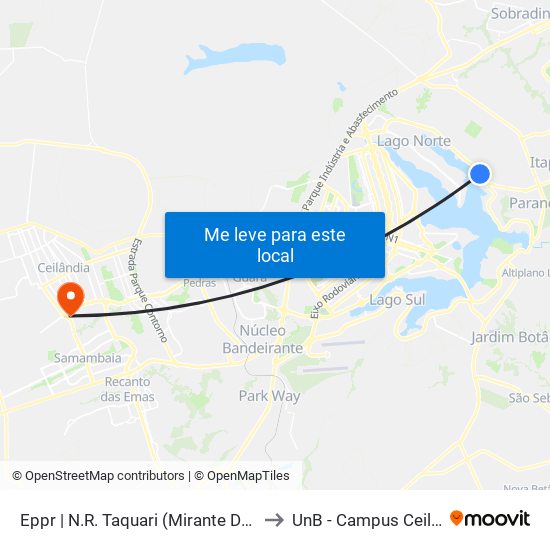 Eppr | N.R. Taquari (Mirante Do Casal) to UnB - Campus Ceilândia map