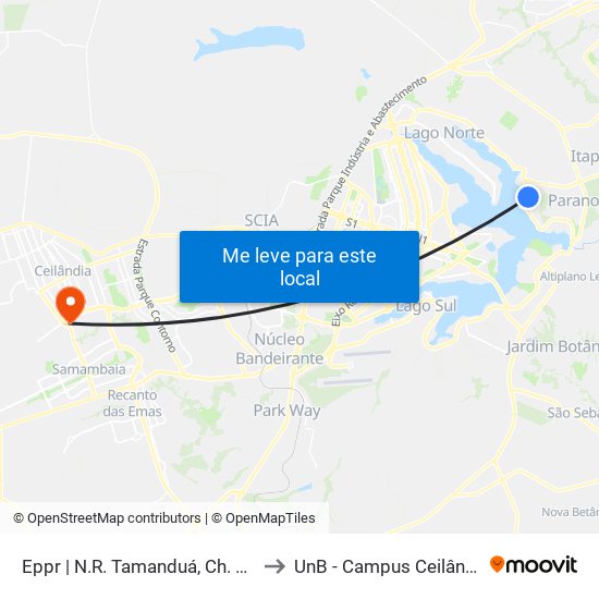 Eppr | N.R. Tamanduá, Ch. 249 to UnB - Campus Ceilândia map