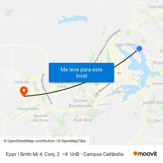 Eppr | Smln Mi 4, Conj. 2 to UnB - Campus Ceilândia map