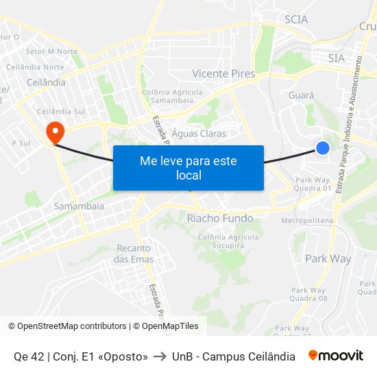 Qe 42 | Conj. E1 «Oposto» to UnB - Campus Ceilândia map