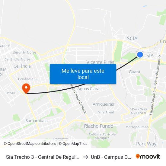 Sia Trecho 3 - Central De Regulação Samu to UnB - Campus Ceilândia map