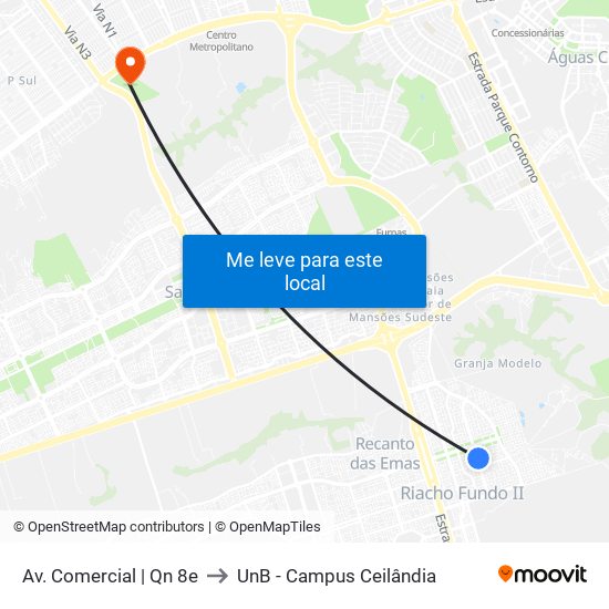 Av. Comercial | Qn 8e to UnB - Campus Ceilândia map