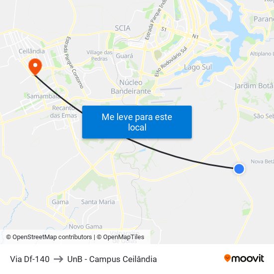 Via Df-140 to UnB - Campus Ceilândia map
