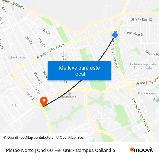 Pistão Norte | Qnd 60 to UnB - Campus Ceilândia map
