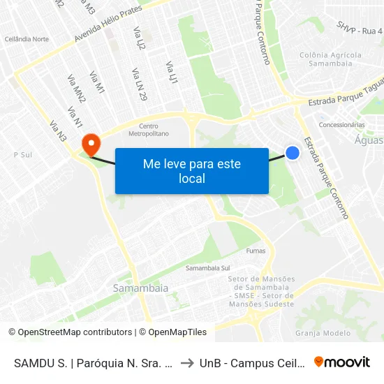 SAMDU S. | Paróquia N. Sra. Fátima to UnB - Campus Ceilândia map