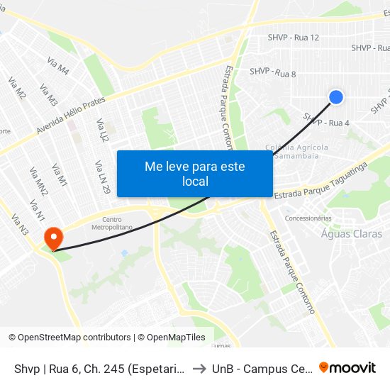 Shvp | Rua 6, Ch. 245 (Espetaria Leninha) to UnB - Campus Ceilândia map