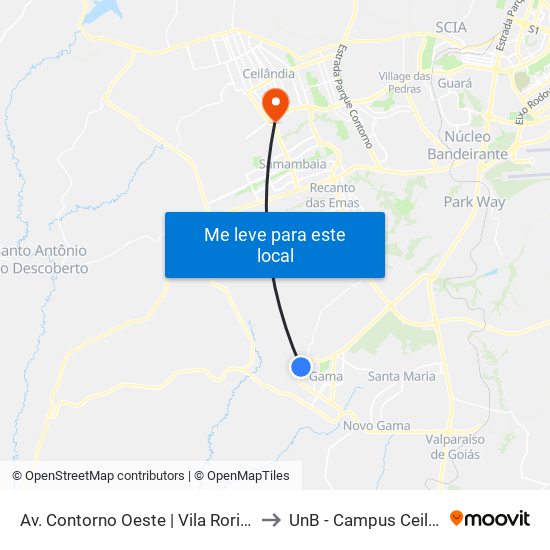 Av. Contorno Oeste | Vila Roriz, Qd. A to UnB - Campus Ceilândia map