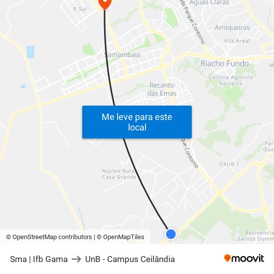 Sma | Ifb Gama to UnB - Campus Ceilândia map