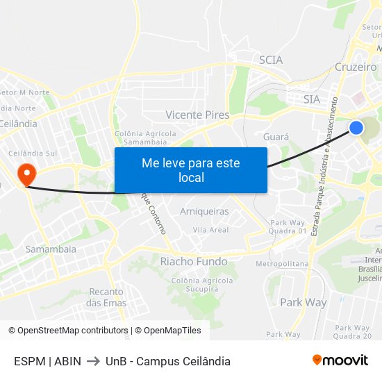 ESPM | ABIN to UnB - Campus Ceilândia map