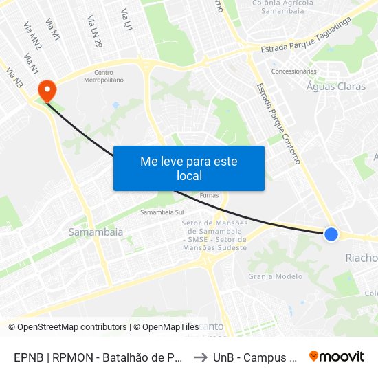 Epnb | Rpmon - Batalhão De Polícia Montada to UnB - Campus Ceilândia map