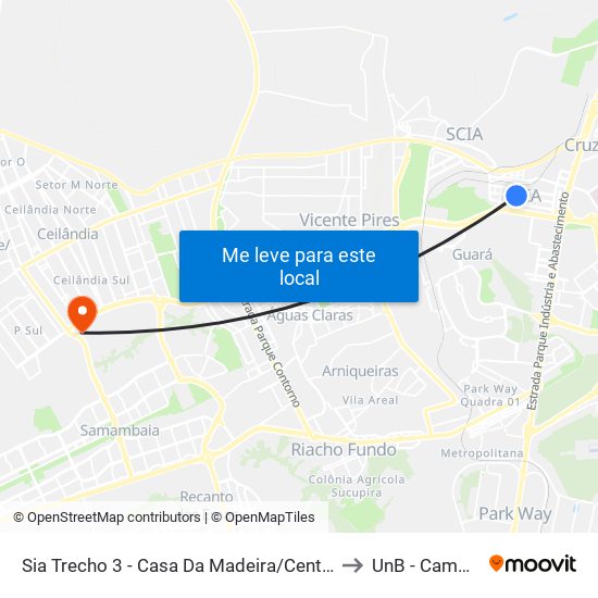 Sia Trecho 3 - Casa Da Madeira/Centro De Referência Do Trabalhador to UnB - Campus Ceilândia map