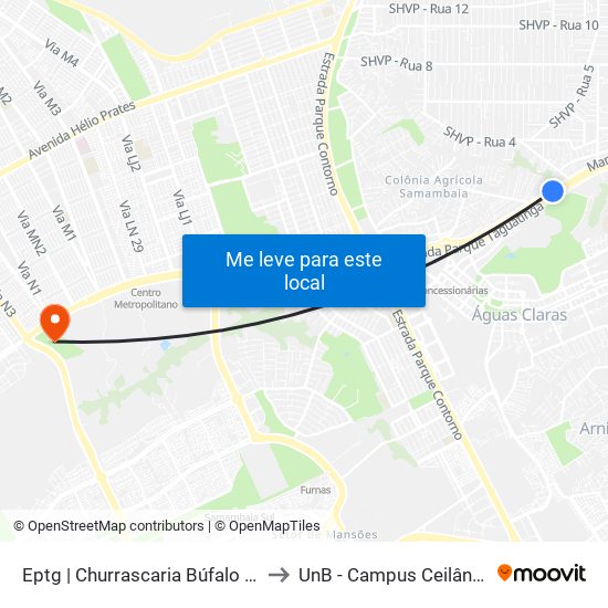 Eptg | Churrascaria Búfalo Bill to UnB - Campus Ceilândia map