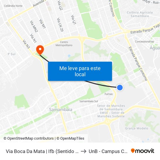 Via Boca Da Mata | Ifb (Sentido Taguatinga) to UnB - Campus Ceilândia map