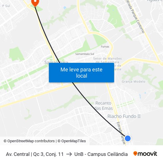 Av. Central | Qc 3, Conj. 11 to UnB - Campus Ceilândia map