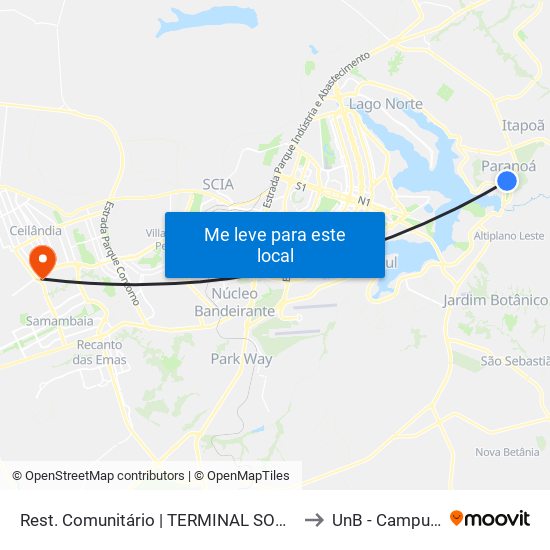 Rest. Comunitário | TERMINAL SOBRADINHO / PLANALTINA to UnB - Campus Ceilândia map