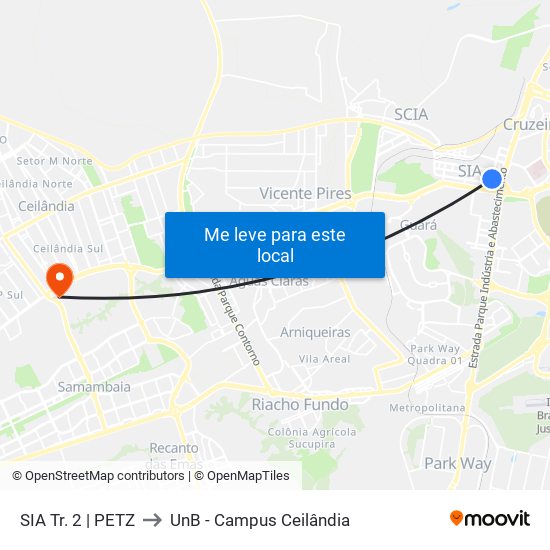SIA Tr. 2 | PETZ to UnB - Campus Ceilândia map
