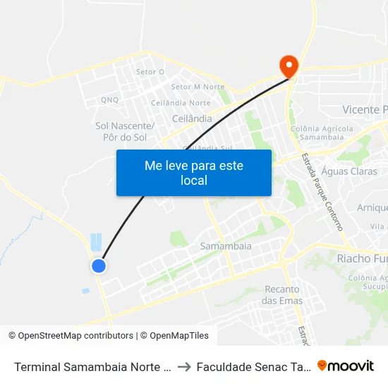 Term. Samambaia N. | PARTIDAS to Faculdade Senac Taguatinga map