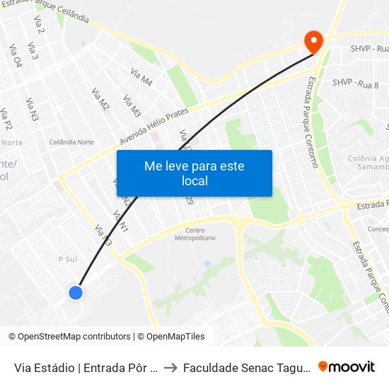Via Estádio | Entrada Pôr Do Sol to Faculdade Senac Taguatinga map