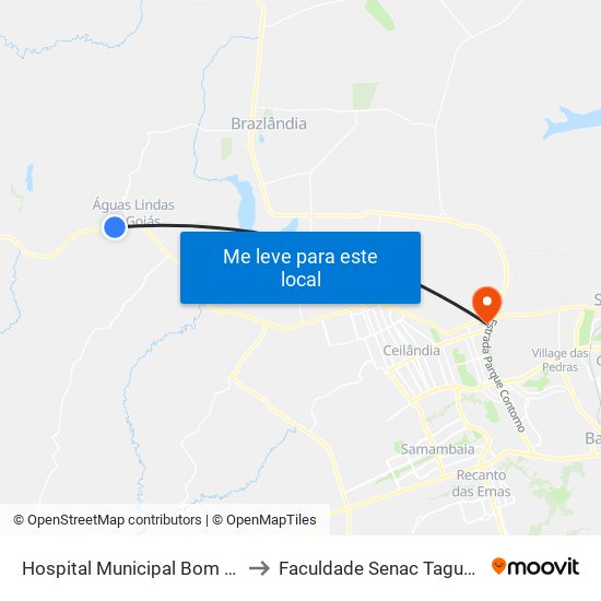 Hospital Municipal Bom Jesus to Faculdade Senac Taguatinga map