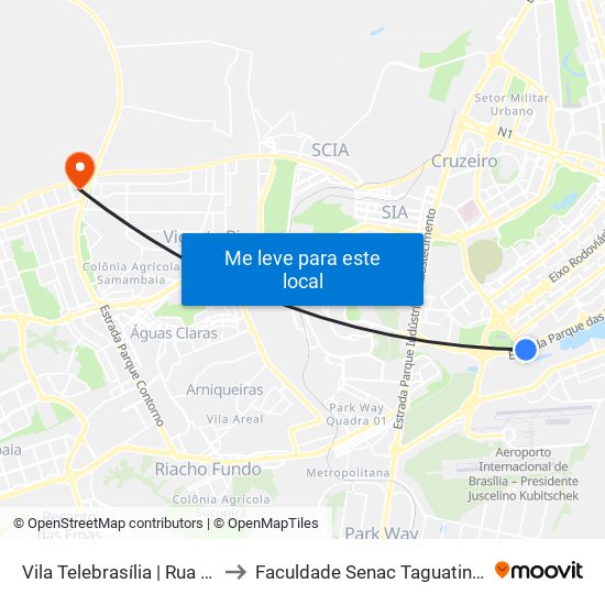 Vila Telebrasília | Rua 13 to Faculdade Senac Taguatinga map