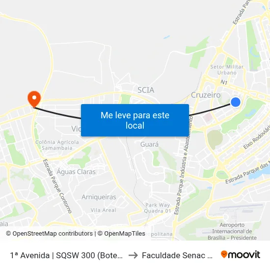 1ª Avenida | SQSW 300 (Boteco Caju Limão) to Faculdade Senac Taguatinga map