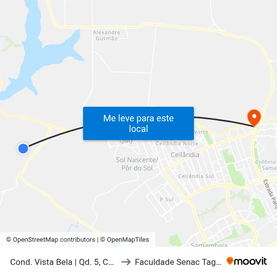 Cond. Vista Bela | Qd. 5, Conjunto F to Faculdade Senac Taguatinga map
