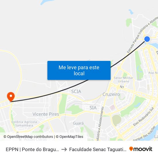 EPPN | Ponte do Bragueto to Faculdade Senac Taguatinga map