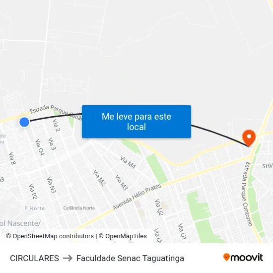 CIRCULARES to Faculdade Senac Taguatinga map