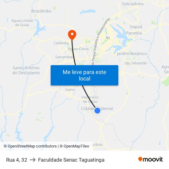 Rua 4, 32 to Faculdade Senac Taguatinga map