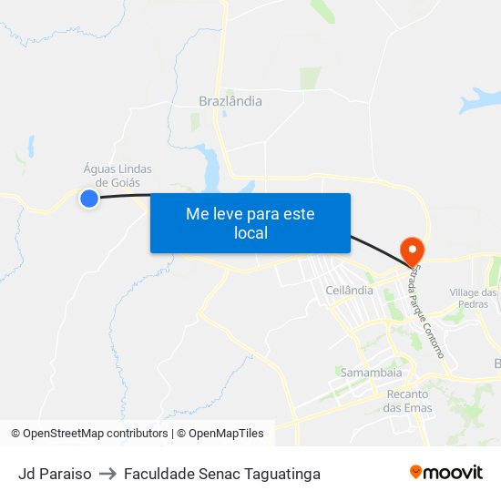 Jd Paraiso to Faculdade Senac Taguatinga map