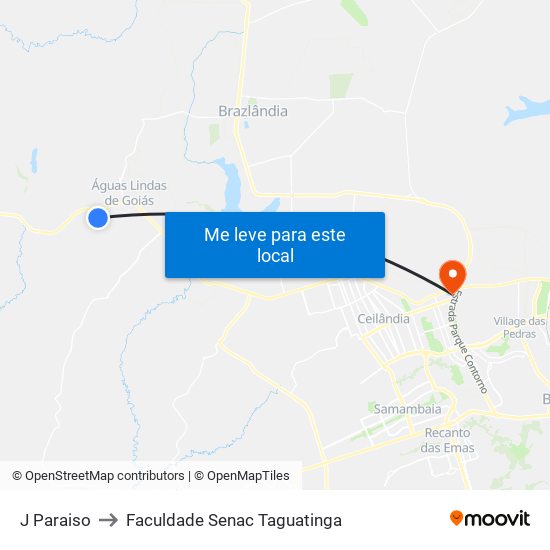 J Paraiso to Faculdade Senac Taguatinga map