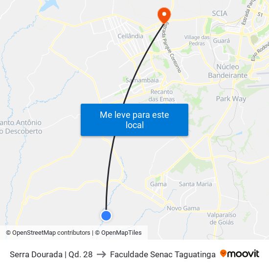 Serra Dourada | Qd. 28 to Faculdade Senac Taguatinga map