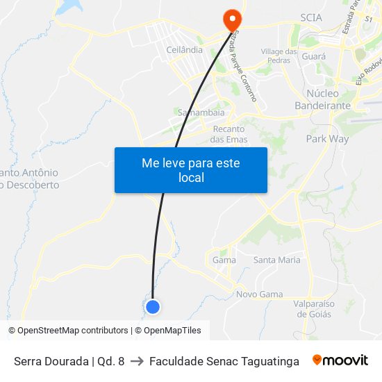 Serra Dourada | Qd. 8 to Faculdade Senac Taguatinga map