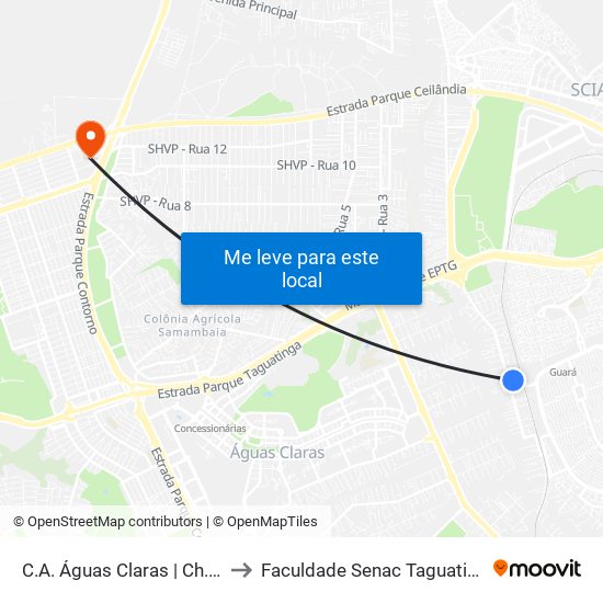C.A. Águas Claras | Ch. 42 to Faculdade Senac Taguatinga map