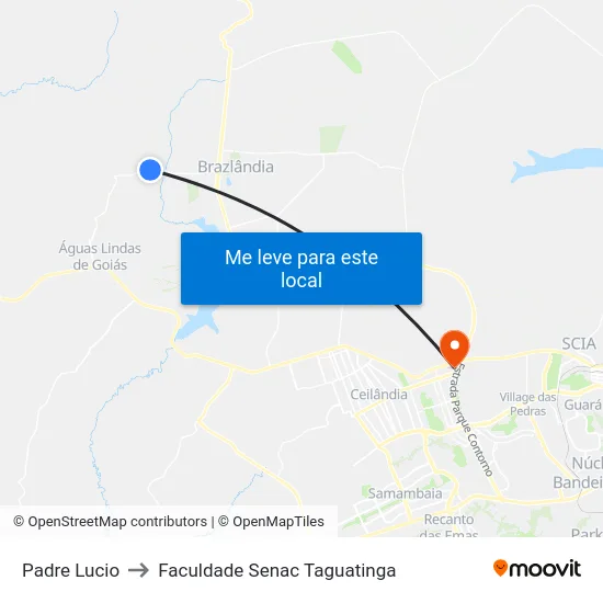 Padre Lucio to Faculdade Senac Taguatinga map