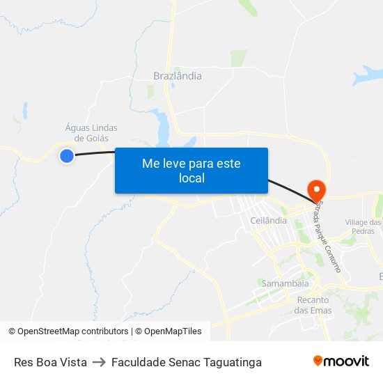 Res Boa Vista to Faculdade Senac Taguatinga map