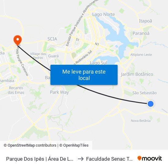 Parque Dos Ipês | Área De Lazer Do Crixá to Faculdade Senac Taguatinga map