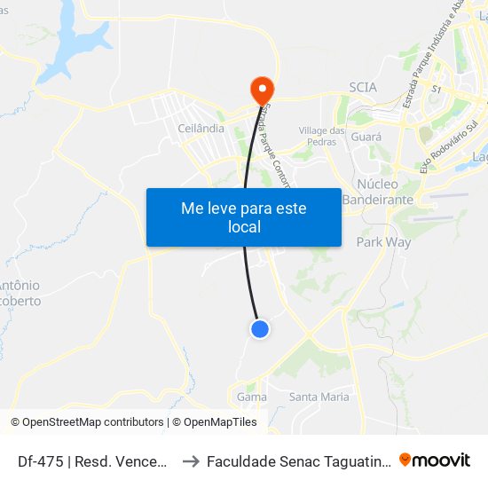 Df-475 | Resd. Vencedor to Faculdade Senac Taguatinga map