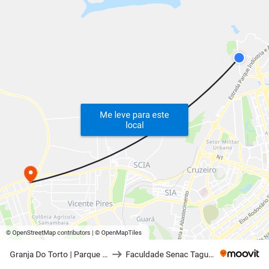 Granja Do Torto | Parque Digital to Faculdade Senac Taguatinga map