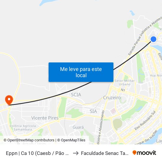 Eppn | Ca 10 (Caesb / Pão De Açúcar) to Faculdade Senac Taguatinga map