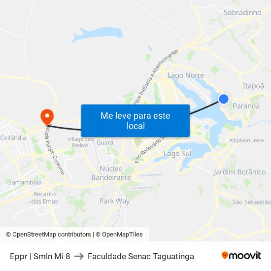 Eppr | Smln Mi 8 to Faculdade Senac Taguatinga map