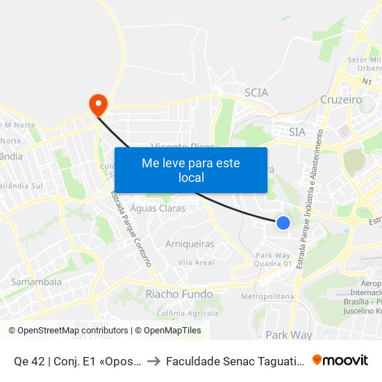 Qe 42 | Conj. E1 «Oposto» to Faculdade Senac Taguatinga map