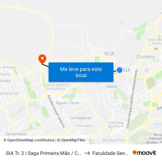 SIA Tr. 2 | Saga Primeira Mão / CarVic / Mundo dos Filtros to Faculdade Senac Taguatinga map