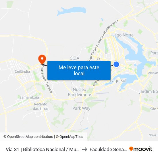 Via S1 | Biblioteca Nacional / Museu Nacional / Sesi Lab to Faculdade Senac Taguatinga map