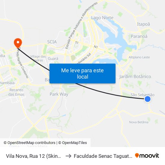 Vila Nova, Rua 12 (Skina 14) to Faculdade Senac Taguatinga map