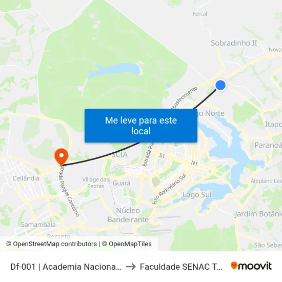Df-001 | Academia Nacional De Polícia to Faculdade SENAC Taguatinga map