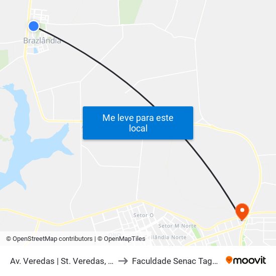 Av. Veredas | St. Veredas, Qd. 3/5 to Faculdade Senac Taguatinga map