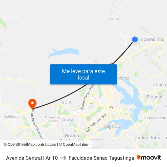 Avenida Central | Ar 10 to Faculdade Senac Taguatinga map
