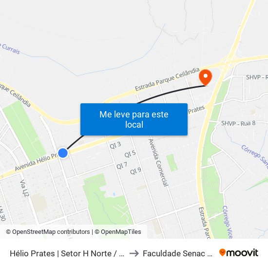 Hélio Prates | Setor H Norte / Costa Atacadão to Faculdade Senac Taguatinga map